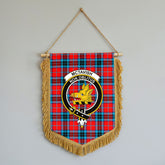 McTavish Modern Tartan Crest Wall Hanging Banner - Wood Pole